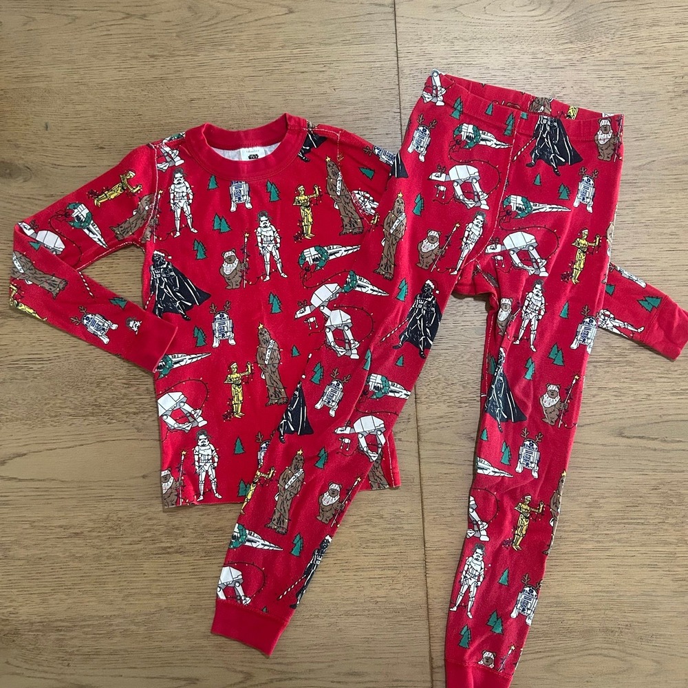 Hanna Andersson Kids Christmas Holiday Star Wars Pajamas Set Size 8 Red
